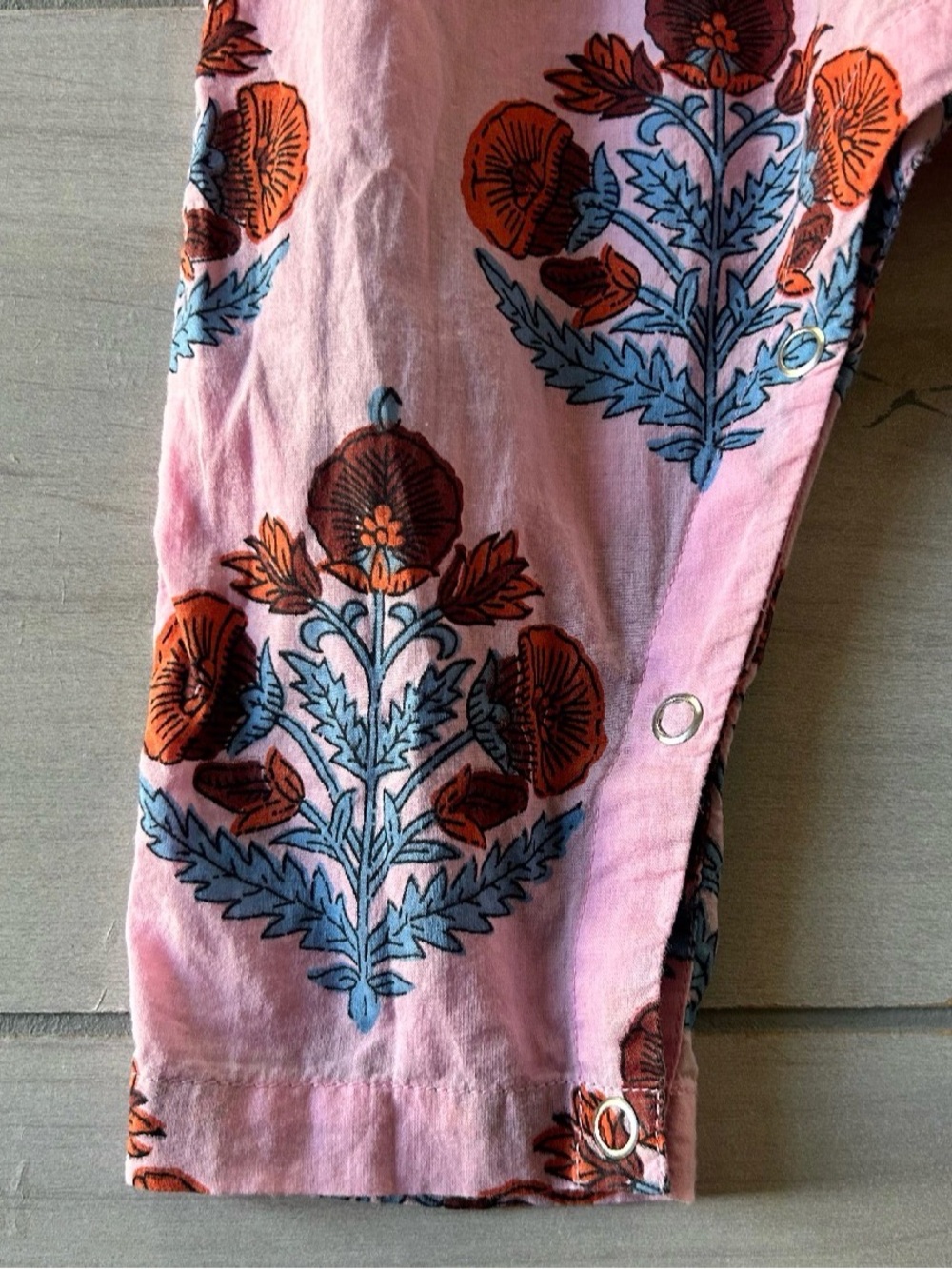 Pink Chicken Girls Pink Floral Print One-Piece Lightweight Cotton Romper - Picture 2 of 4